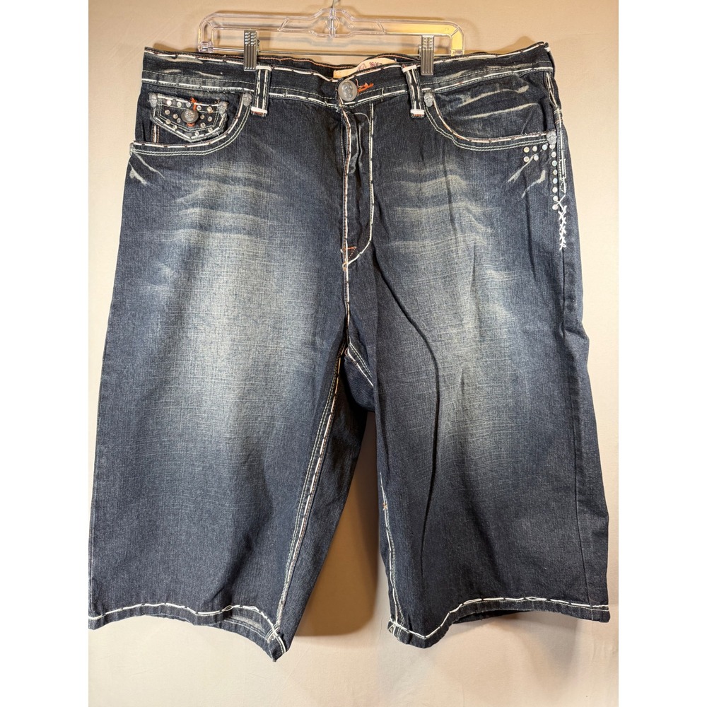 Laguna Beach Jean Co Mens Denim Shorts Dark Wash Skull Angel Wing Y2K 42